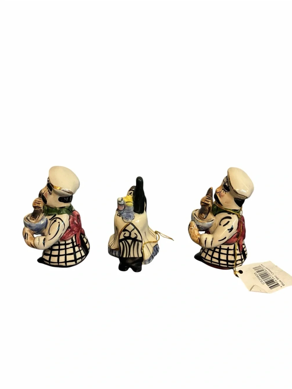 Blue Sky Ceramic Italian Chef Christmas Ornament Set of 3 Bistro Table Kitchen